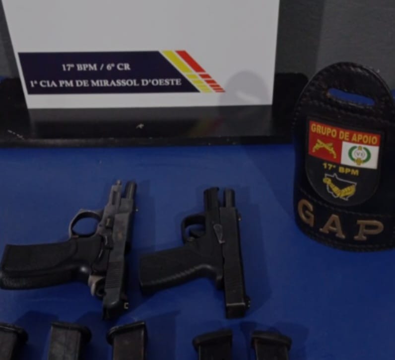 Mulher é presa com duas pistolas 9mm e carregadores em Mirassol D’Oeste