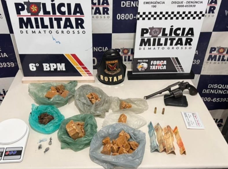 homem é preso pela Rotam por tráfico ilegal de drogas e arma.