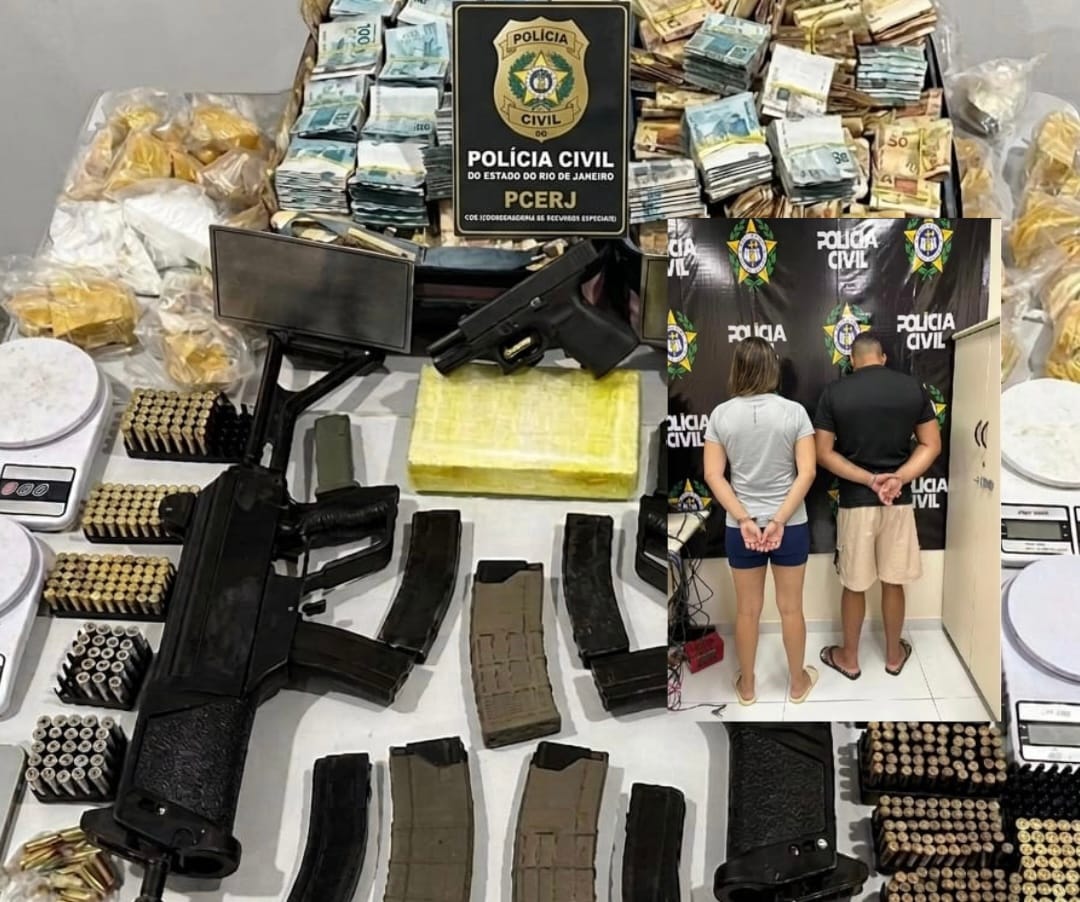 CASAL DO MATO GROSSO É PRESO COM FUZIS E R$ 350 MIL EM DINHEIRO VIVO NO RIO DE JANEIRO
