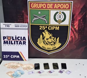 Polícia Militar apreende celulares, chips e R$ 3 mil em residência suspeita em Várzea Grande